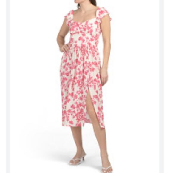 Band Of The Free Pink Flutter Tie Back MIDI Dress Size XS boho Coquette Flowy - Picture 1 of 9